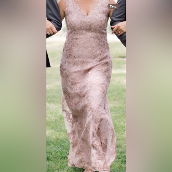Jade Pink Sleeveless V-Neck Maxi mother of the bride/groom Gown - Picture 12 of 15